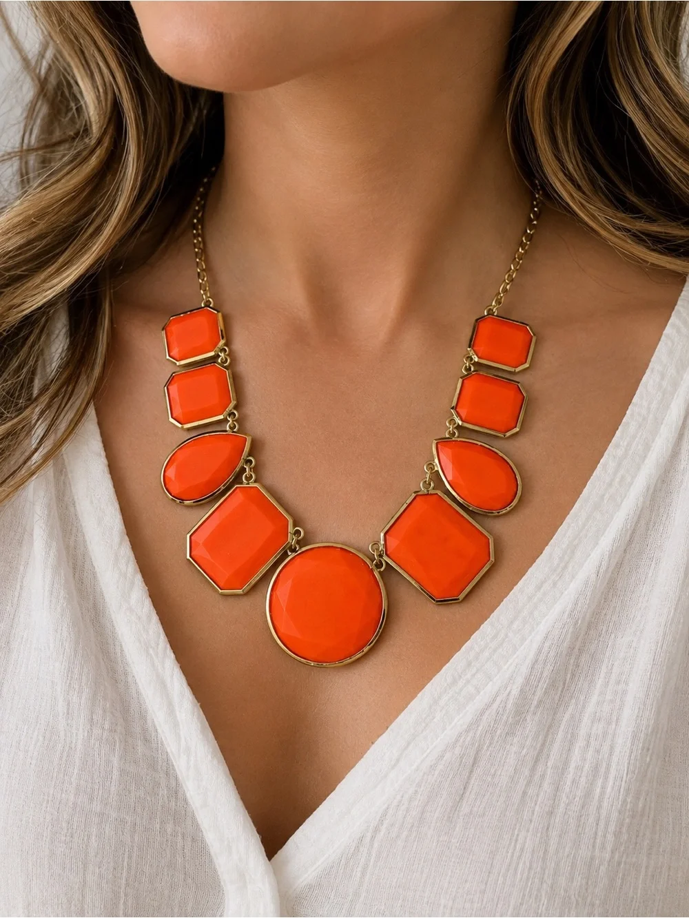 kate spade Bright Orange Faceted Statement Necklace